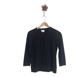 Kate Spade XS Abree Cashmere Wool‎ Blend Bow-Neck Luxe Black Sweater